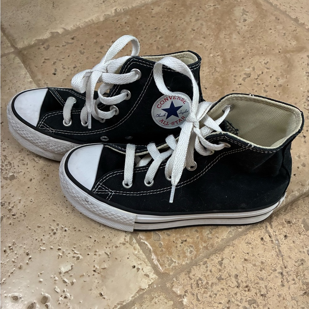 Converse Kids Black and White platform High-Top Sneakers sz 13.5